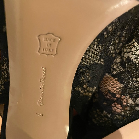 GIANVITO Rossi Suede Trim Black Lace Peep Toe Pumps - Picture 8 of 13